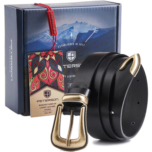Kožený opasok so zaoblenou masívnou prackou - Peterson 58385665