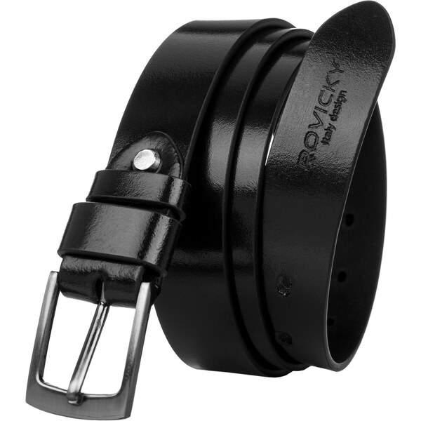 Úzky pánsky opasok z leštenej prírodnej lícovej kože - Rovicky 58388247