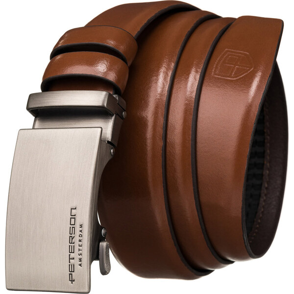 Hnedý pánsky kožený opasok s automatickou prackou - Peterson 66856571