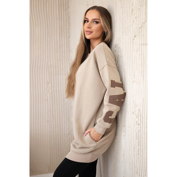 K-Fashion Izolovaná mikina s nápisom California svetlo béžová 49774322