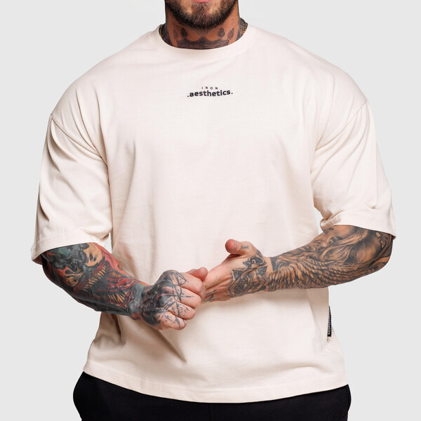 Oversize tričko Iron Aesthetics Major, béžové 59481931