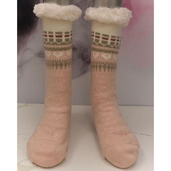 ARMANDO Dámske zateplené termo svetloružové ponožky HEART 59482405