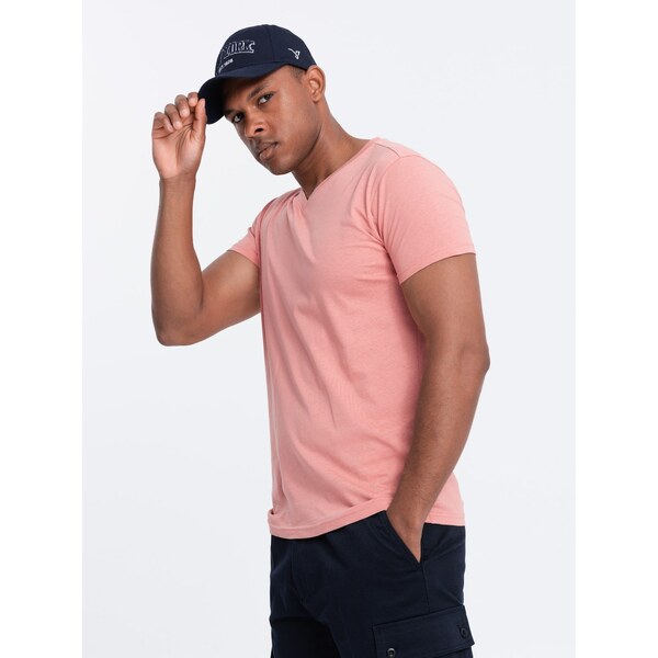 Ombre BASIC mens classic cotton tee-shirt with a v-neck - pink 57778561
