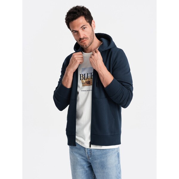 Ombre BASIC mens cotton stretch sweatshirt - navy blue 57779697