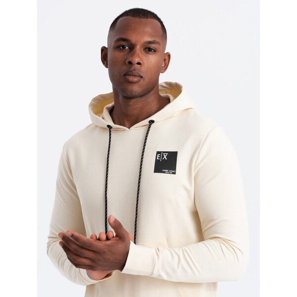 Ombre Mens kangaroo sweatshirt with hood and logo - cream 64782411