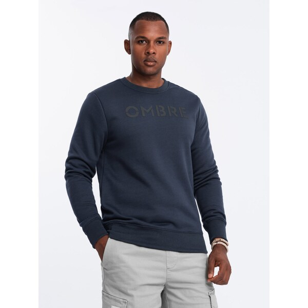 Ombre Classic mens sweatshirt with inscription - navy blue 64782446