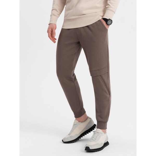 Ombre Mens sweatpants with stitching and zipper on leg - brown 50554112