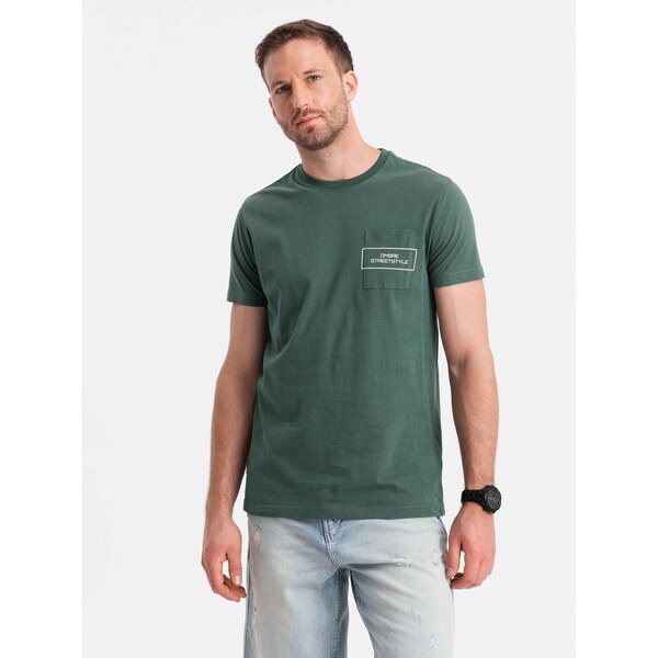 Ombre Streetstyle mens cotton t-shirt with pocket print - dark green 56585079