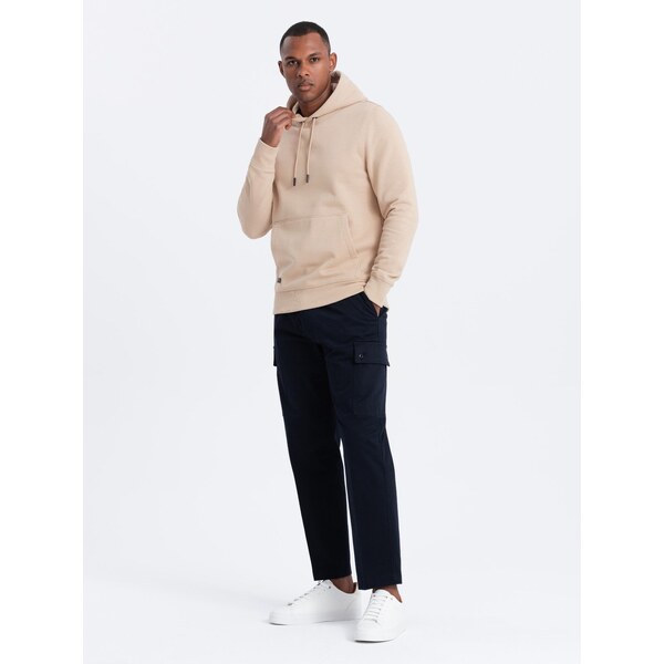 Ombre BASIC mens cotton sweatshirt kangaroo hoodie - beige 57779895