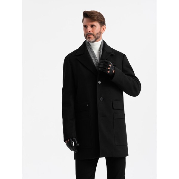Ombre Mens single-breasted patterned coat with pockets - black 57760966