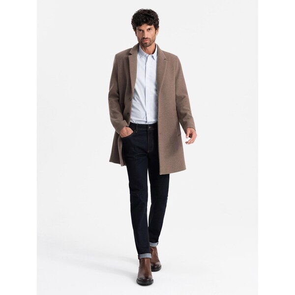 Ombre Elegant single-breasted mens wool coat - brown 57838939