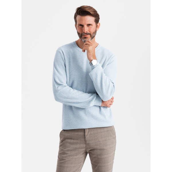 Ombre Mens mélange structured knit sweater - blue 64782805