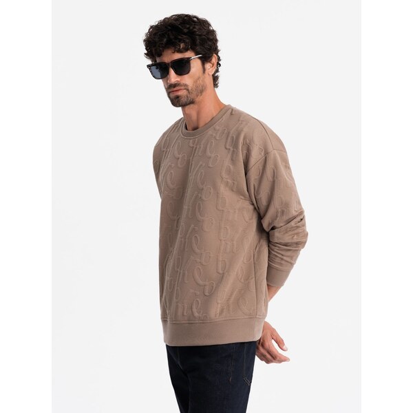 Ombre Mens RELAXED FIT sweatshirt with embossed letters - brown 58160457