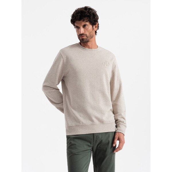 Ombre Mens mélange sweatshirt with embroidered logo - beige 58149397