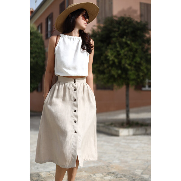 Lotika Linen Ľanová sukňa na gombíky 63334039