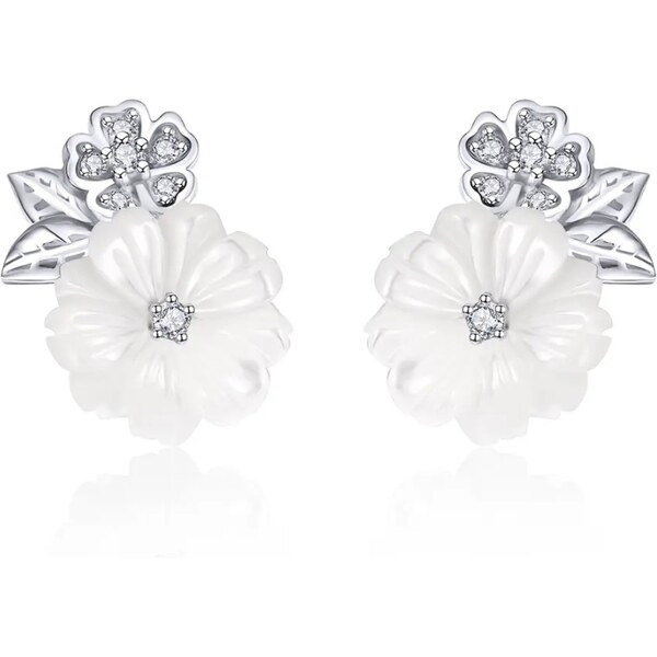 Olivie Strieborné náušnice BIELY KVET 9183 59624869