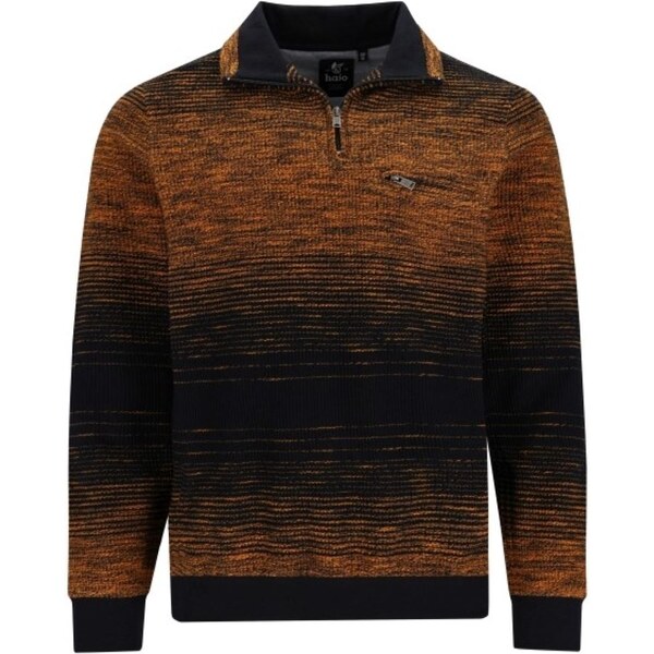 Pánska oranžovo-čierna troyer mikina so štruktúrou HAJO 59595040