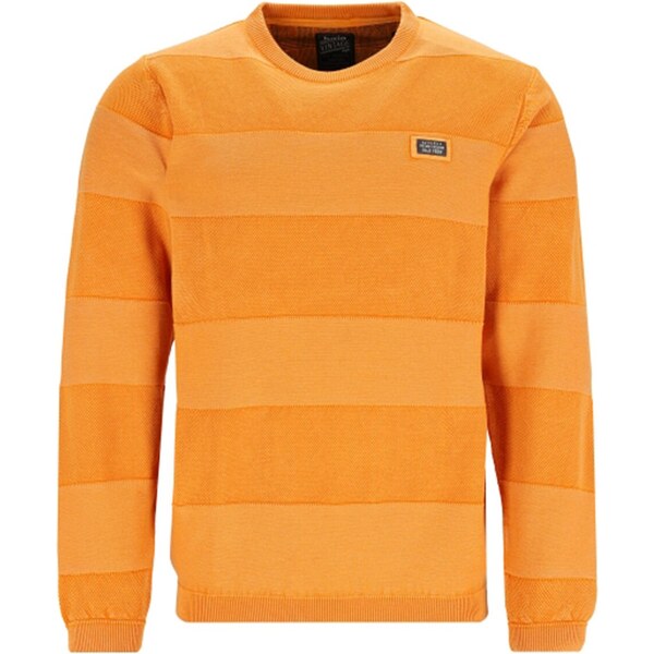 Pánsky oranžový pulóver so štruktúrou HAJO 59595042
