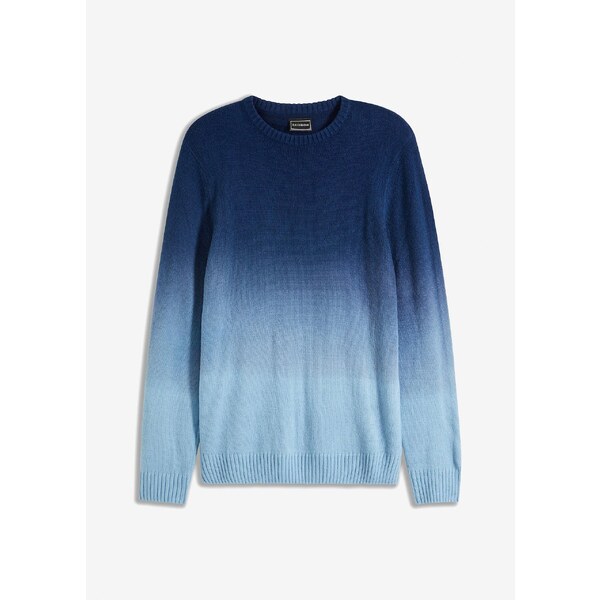 bonprix Jemne pletený pulóver s farebným prielivom, farba modrá 47086649