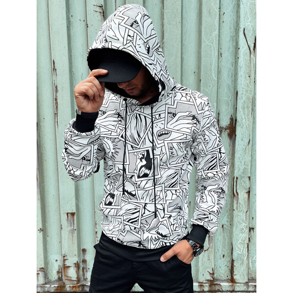 Biela pánska mikina s kapucňou Dstreet BX5790 58178109