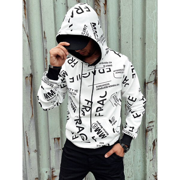 Biela pánska mikina s kapucňou Dstreet BX5780 58178107