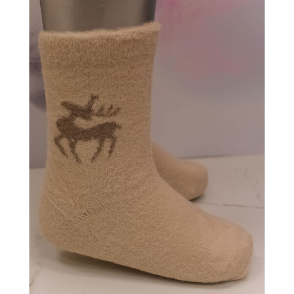 PERSAIL Kašmírové béžové ponožky s motívom jeleňa 59655723