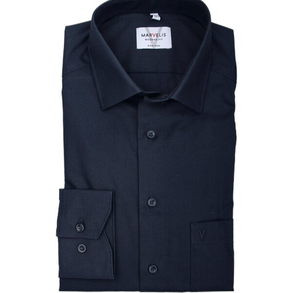 Marvelis Modern Fit pánska košeľa dlhý rukáv 100% popelín modrá Navy 59687621