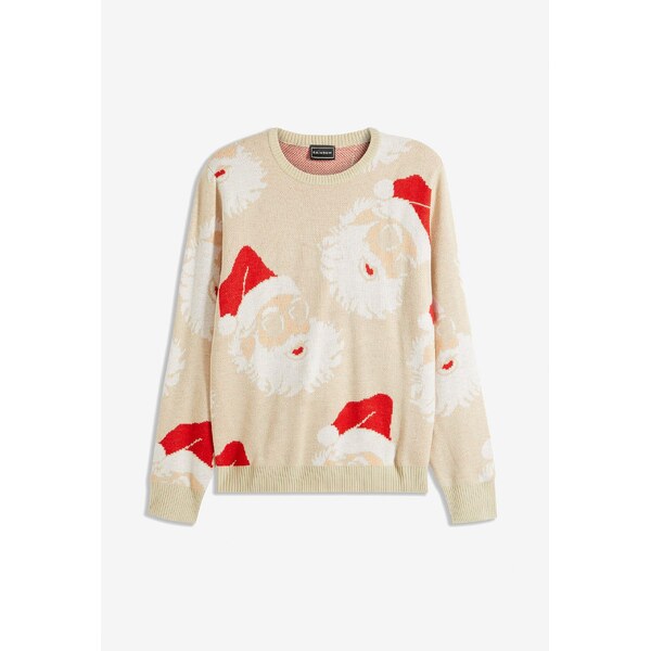 bonprix Pulóver s vianočným motívom, farba béžová 59688034