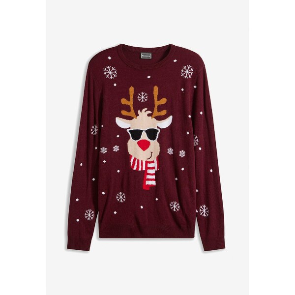bonprix Pulóver s vianočným motívom, farba červená 59688033