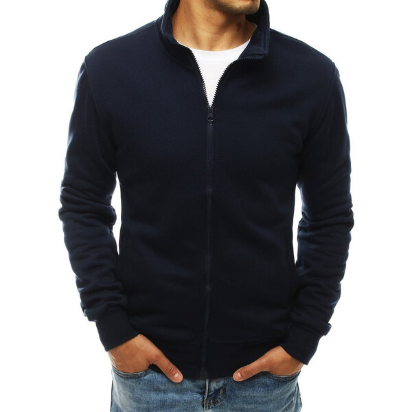 Dstreet Pánska mikina na zips bez kapucne šedá BX4109 - výpredaj 66937883