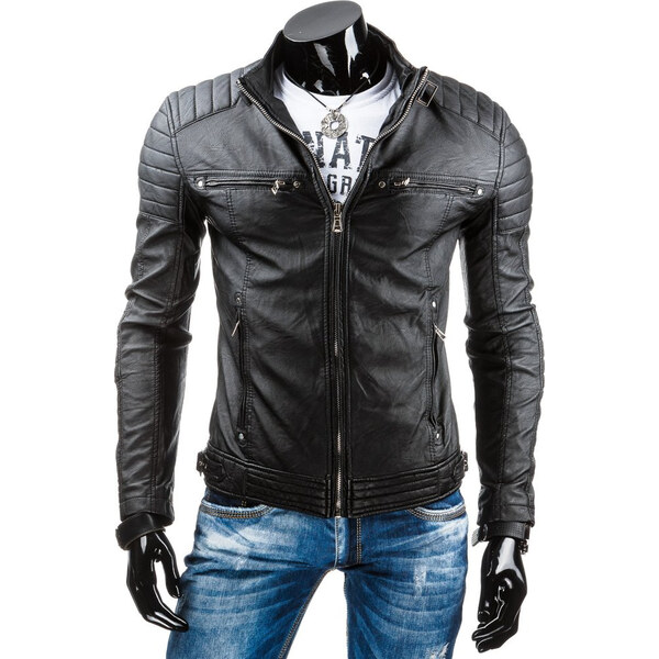 DStreet Pánska kožená bunda čierna 64650945