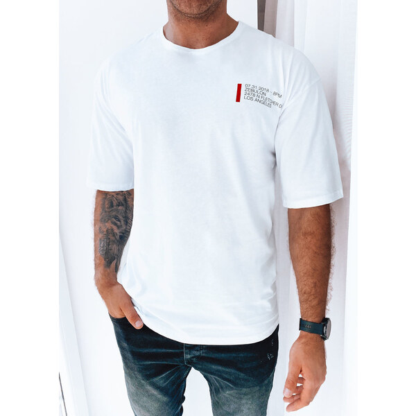 Pánske tričko s potlačou biele Dstreet RX5302 65597435