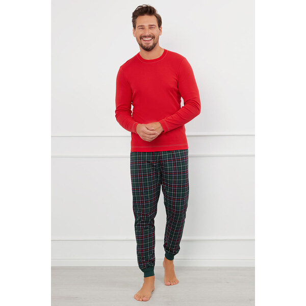 Italian Fashion Vianočné pánske pyžamo Fogo mega soft červené, Farba 59692385