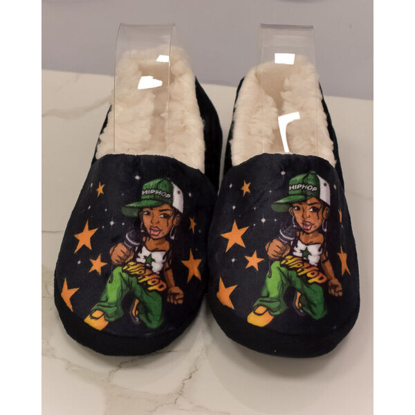 PERSAIL Detské čierne plyšové papuče HIPHOP-GIRL 32-35 59705142