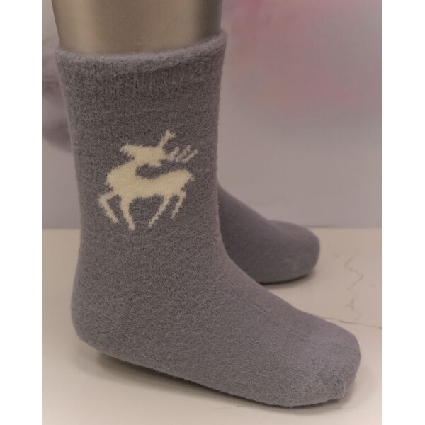 PERSAIL Kašmírové sivé ponožky s motívom jeleňa 59705152
