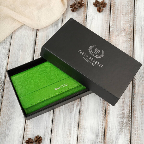 Paolo Peruzzi Dámska kožená peňaženka veľká s RFID | zelená AL-01-GR 59705939
