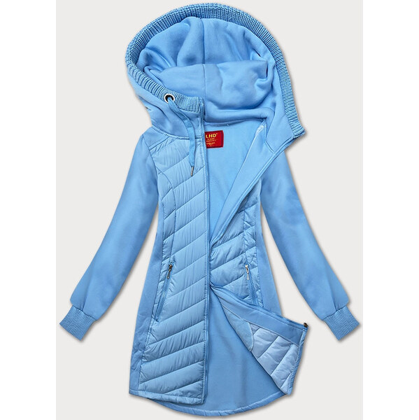 Svetlomodrá dlhá dámska mikina s kapucňou LHD (AMG-163) 65448716