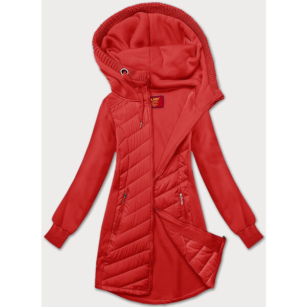 Tmavo červená dlhá dámska mikina s kapucňou LHD (AMG-163) 59707300