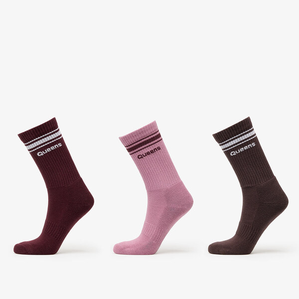 Queens Essential Basic Crew Socks 3-Pack Mauve/ Dust Pink/ Pink 36-38 59711652