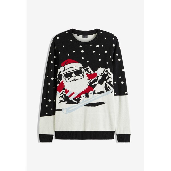 bonprix Vianočný pulóver s bavlnou, farba čierna 59720253