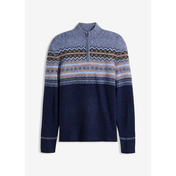 bonprix Nórsky pulóver so stojačikom, farba modrá 59720294