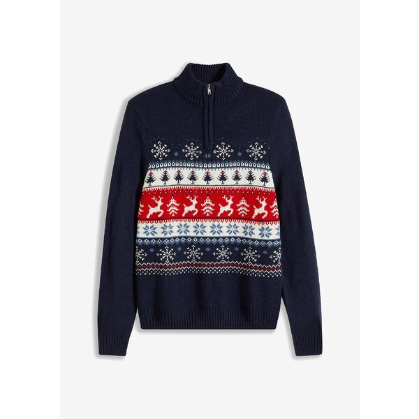 bonprix Nórsky pulóver s golierom, farba modrá 59720300
