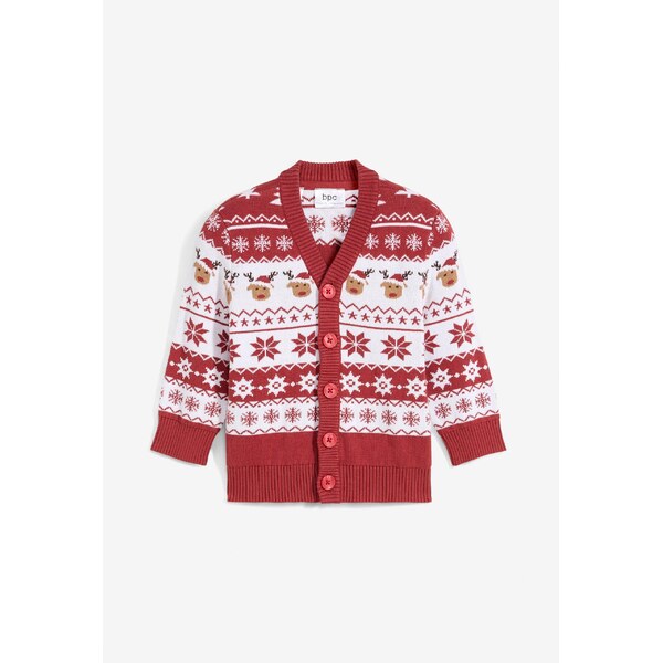 bonprix Pletený detský sveter s vianočným motívom, farba červená 59720357