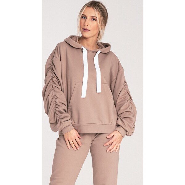 FIGL Béžová dámska bavlnená mikina s kapucňou M1055 Beige 59720480