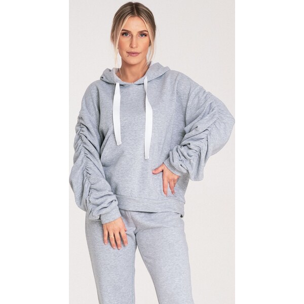 FIGL Sivá dámska bavlnená mikina s kapucňou M1055 Grey 59720479