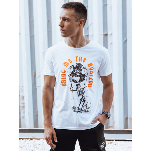 Pánske tričko s potlačou biele Dstreet RX5619 65597753