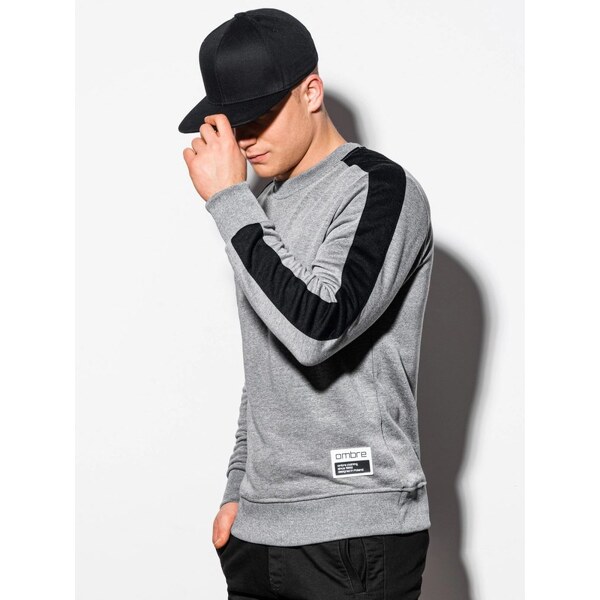 Ombre Clothing Nádherná šedá mikina bez kapucne B1081 49708404