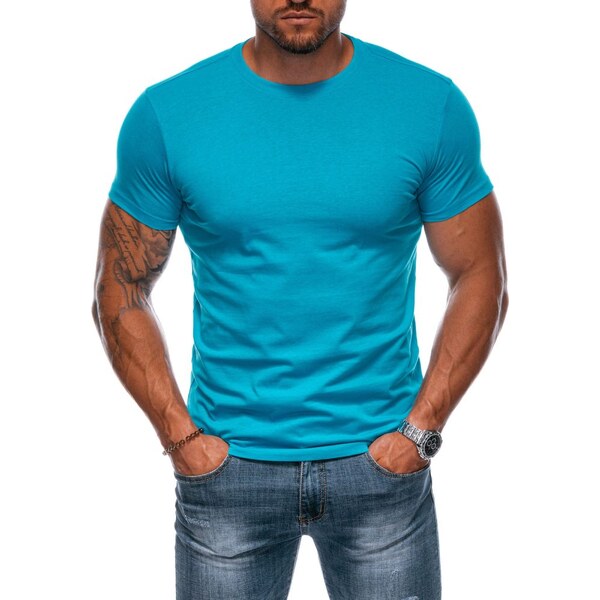 Buďchlap Tyrkysové bavlnené tričko s krátkym rukávom TSBS-0100 37296171
