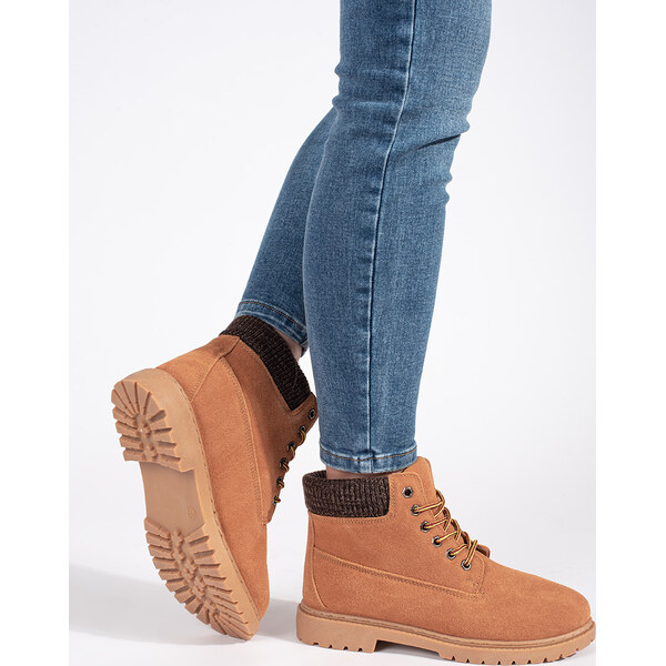 SHELOVET KOŽENÉ CAMELOVÉ TRAPERKY 37211C 66148593