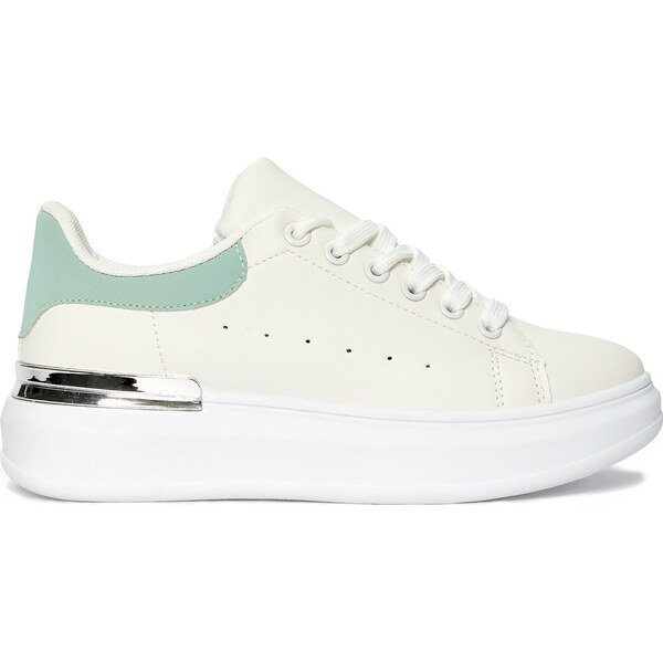 SHELOVET Biele tenisky dámske s mintovým doplnkom JDJ-18W/GR 66148629